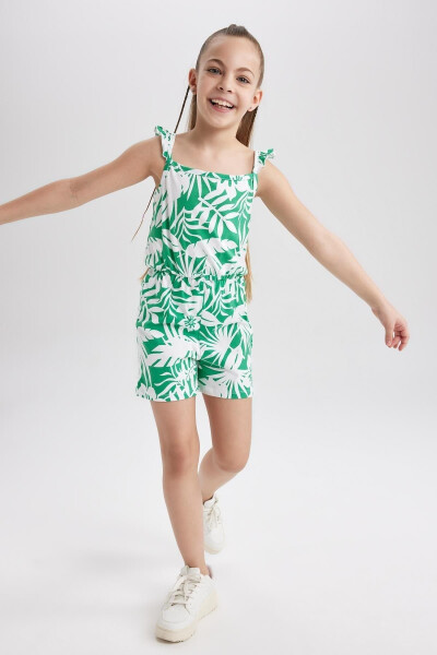 Girls' Printed Strappy Cotton Short Jumpsuit T2733a623hs - 3