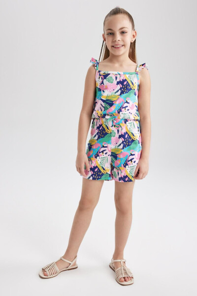 Girls' Printed Strappy Cotton Short Jumpsuit T2733a623hs - 2