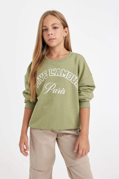 Girls' Relax Fit Crew Neck Printed Sweatshirt 3145884 - 7