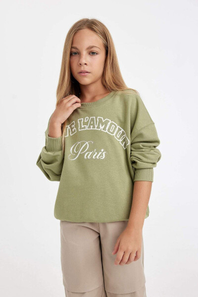 Girls' Relax Fit Crew Neck Printed Sweatshirt 3145884 - 9