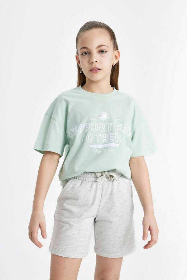 Girls' Relaxed Fit Printed 2-Pack Short Sleeve T-Shirt Mint - 4