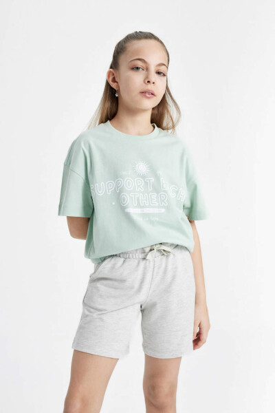 Girls' Relaxed Fit Printed 2-Pack Short Sleeve T-Shirt Mint - 14