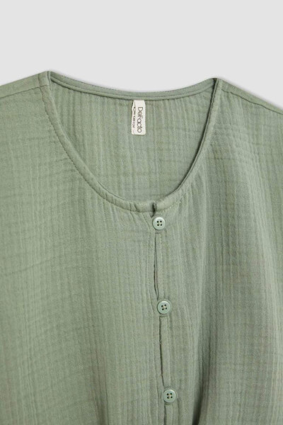 Girls Short Sleeve Blouse Light Green - 7