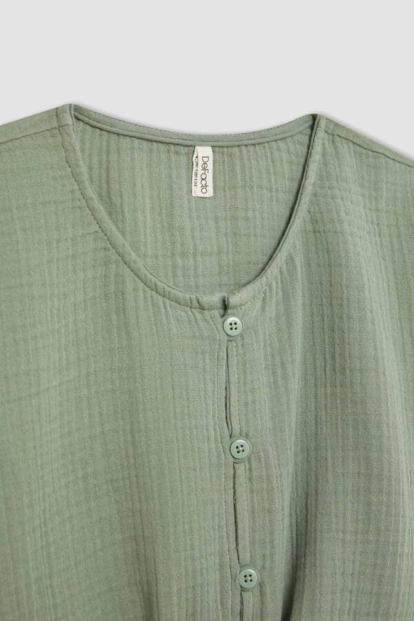 Girls Short Sleeve Blouse Light Green - 7