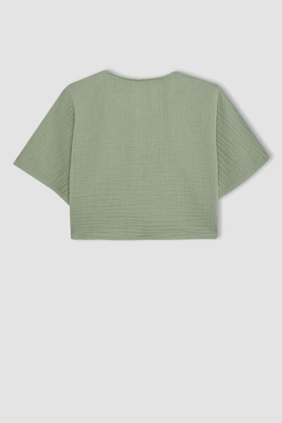 Girls Short Sleeve Blouse Light Green - 8