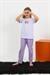 Girls Short Sleeve Lilac Cotton Pajama Set 20432 - 5