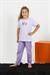 Girls Short Sleeve Lilac Cotton Pajama Set 20432 - 6