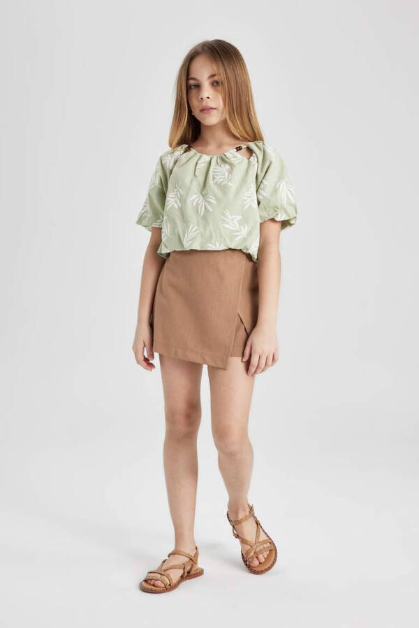 Girls' Short-Sleeved Blouse Green - 5