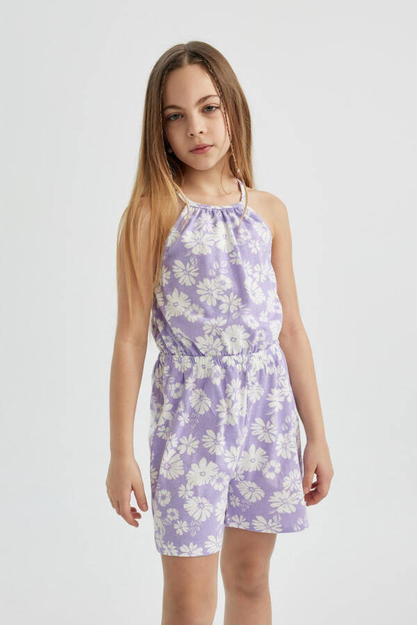 Girls' Strappy Floral Cotton Short Jumpsuit B4813a824sm - 5