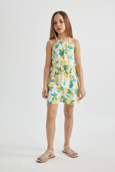 Girls' Strappy Lemon Print Cotton Short Dress B4813a824sm - 14