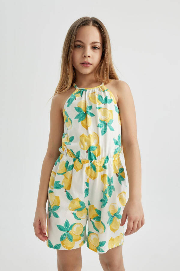 Girls' Strappy Lemon Print Cotton Short Dress B4813a824sm - 16