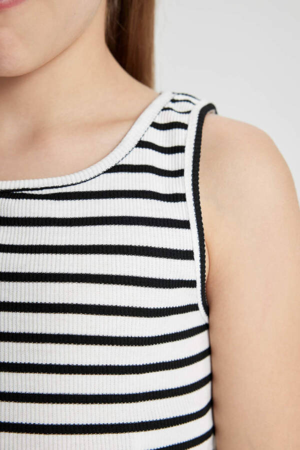 Girls' Striped Bike Neck Tank Top Black - 6