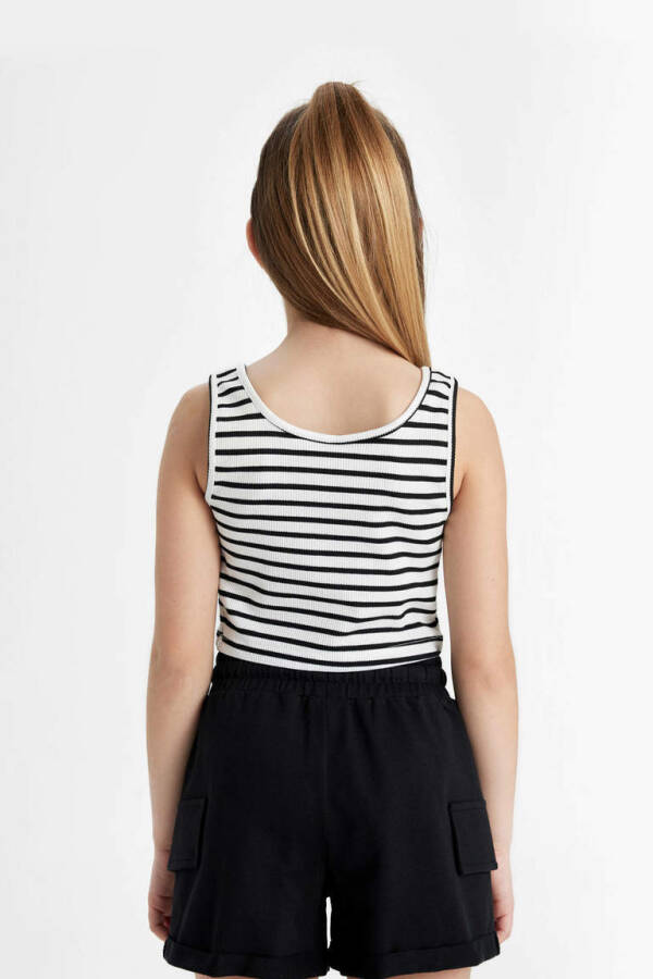 Girls' Striped Bike Neck Tank Top Black - 7