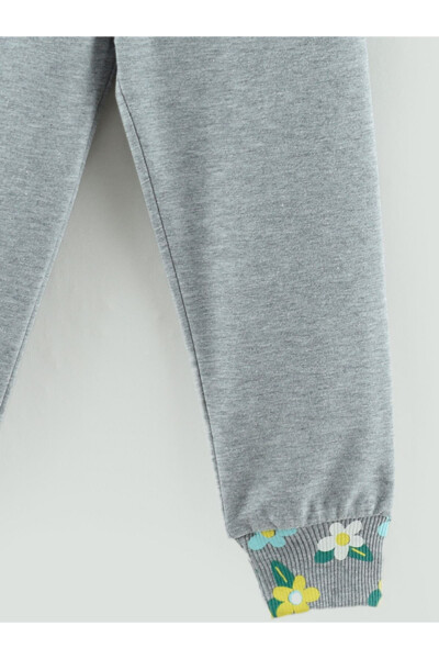 Girls' Sweatpants with Belt, Ribbed Detail and Floral Print Pockets - 3