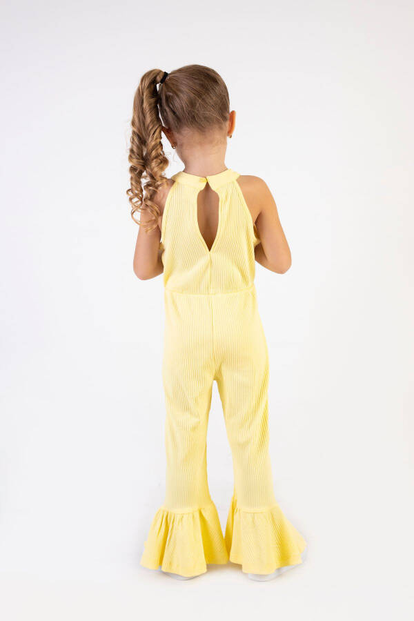 Girls' Thin Ribbed Neck and Leg Detail Basic Summer Jumpsuit 2-5 Years - 6