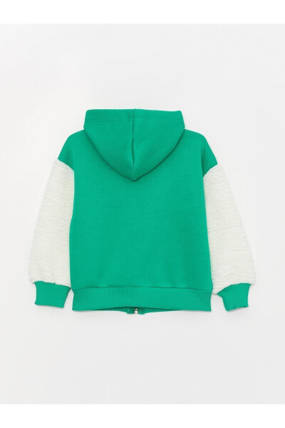 Girls' Three-Thread Fleece Sweatshirt with Corduroy Sleeves - 2