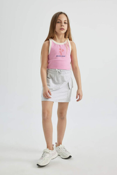 Girls' Waist Tie Skirt Grey Melange - 2