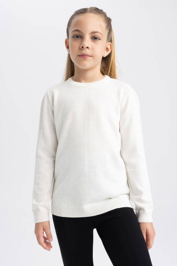 Girl's white polo school sweater. - 3