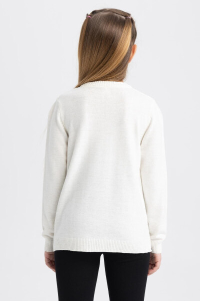 Girl's white polo school sweater. - 6