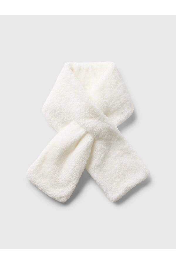 Girls White Recycled Sherpa Scarf - 2