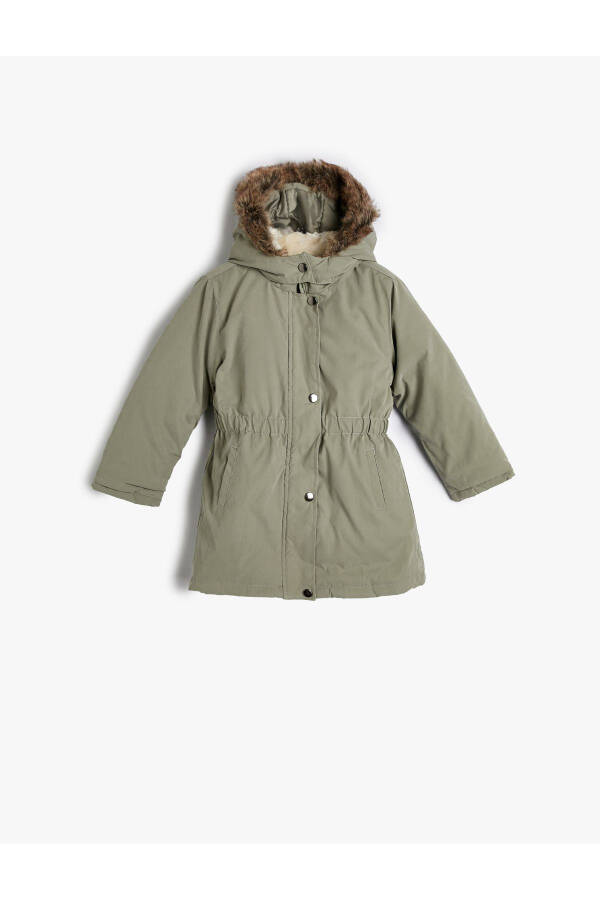 Girls' winter coat, code 4wkg00012aw, khaki color. - 5