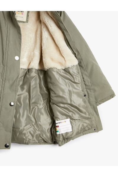 Girls' winter coat, code 4wkg00012aw, khaki color. - 8