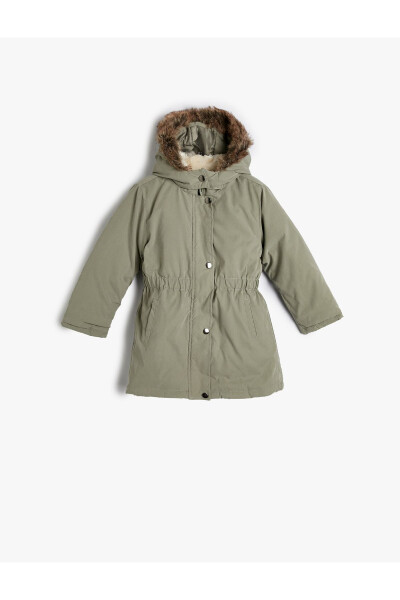 Girls' winter coat, code 4wkg00012aw, khaki color. - 1