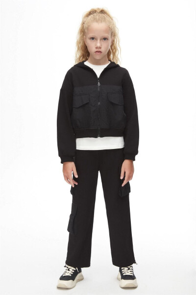 Girls' Zippered Sweatshirt Black 37316 - 1