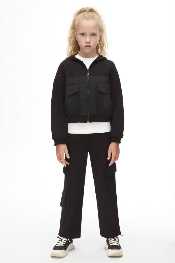 Girls' Zippered Sweatshirt Black 37316 - 1