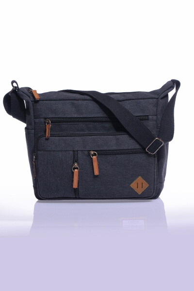 Gk13 Canvas Messenger Slant Crossbody Bag Black - 7