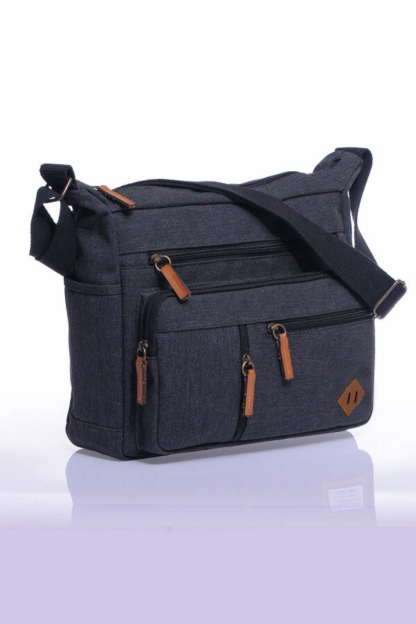 Gk13 Canvas Messenger Slant Crossbody Bag Black - 1