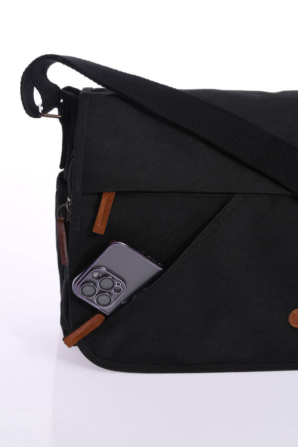 GK56 Canvas Messenger Bag Documents School University Laptop Notebook Macbook Tablet Daily Use Black - 10