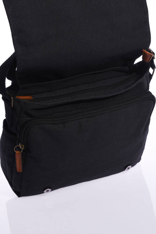 GK56 Canvas Messenger Bag Documents School University Laptop Notebook Macbook Tablet Daily Use Black - 11