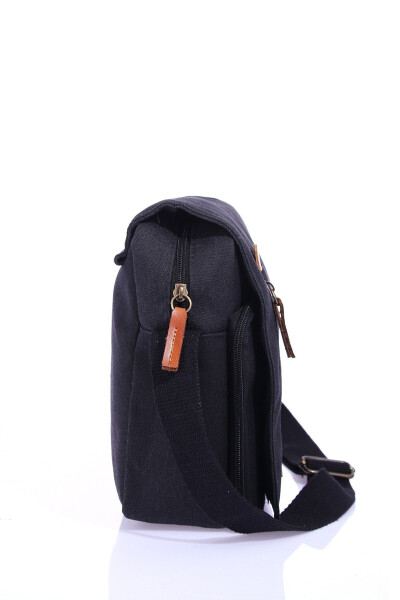 GK61 Canvas Messenger Bag Multi-Compartment University Shoulder Bag Macbook Tablet Bag Black - 4