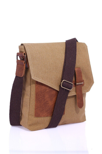 GK62 Canvas Messenger Bag Multi-Compartment University Daily Bag Macbook Tablet Bag Beige - 9