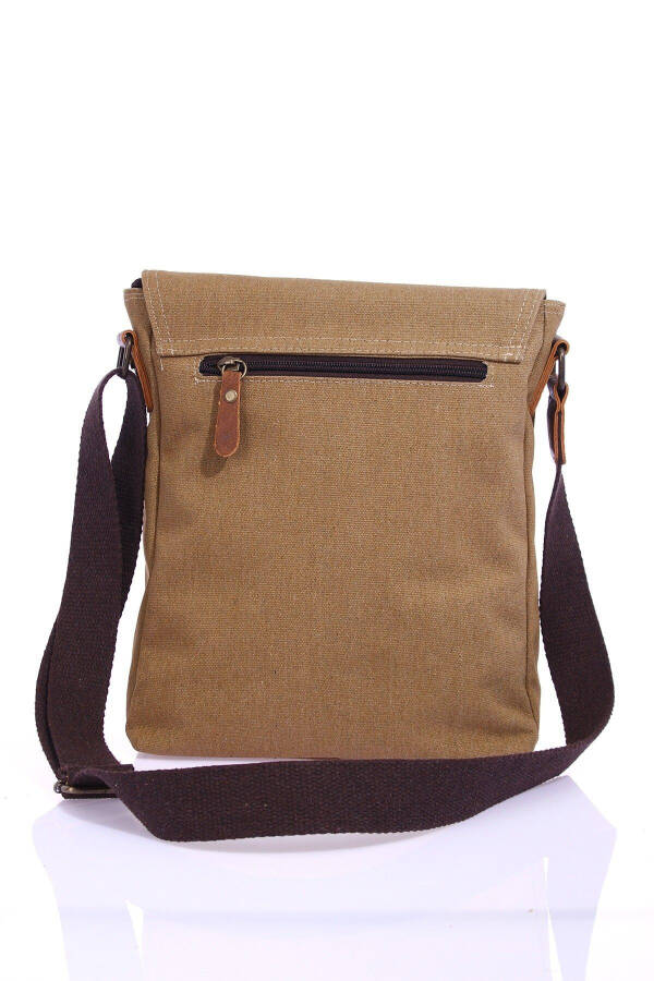 GK62 Canvas Messenger Bag Multi-Compartment University Daily Bag Macbook Tablet Bag Beige - 16