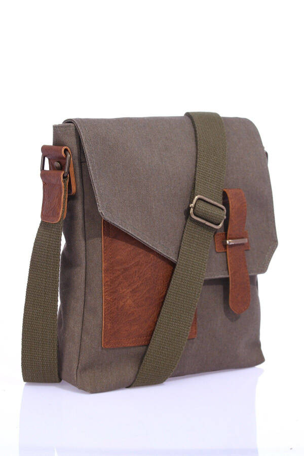 GK62 Canvas Messenger Bag Multi-Compartment University Daily Bag Macbook Tablet Bag Khaki - 1