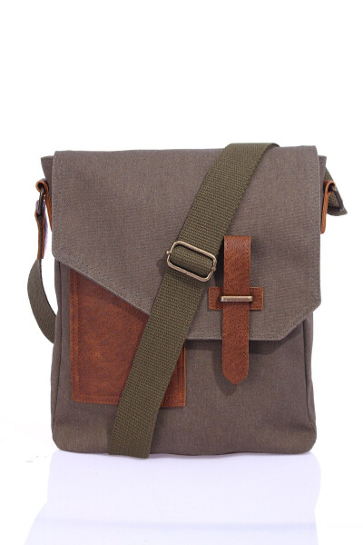 GK62 Canvas Messenger Bag Multi-Compartment University Daily Bag Macbook Tablet Bag Khaki - 2