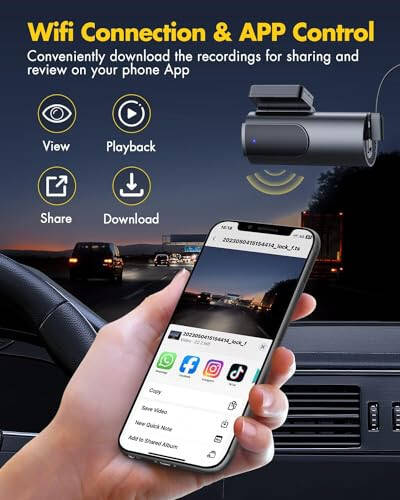 GKU Dash Cam Oldingi va Orqa Kamera, Avtomobillar Uchun 64GB SD Kartli 4K/2.5K To'liq Dash Camlar, Wi-Fi & Ilova Boshqaruv, Tungi Ko'rish, To'xtash Rejimi, G-Sensor, Davriy Yozuv, WDR, 170° Keng Burchak (D600) - 4