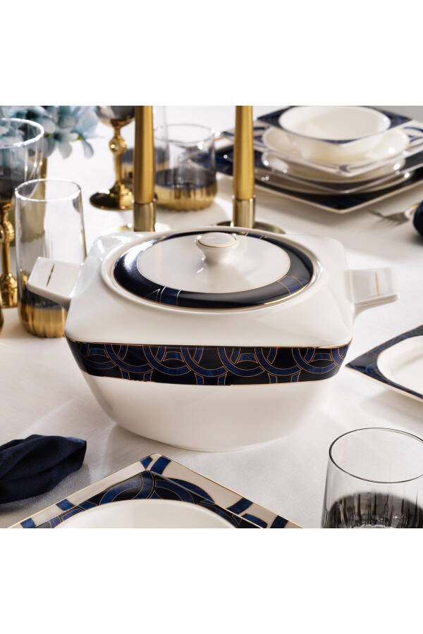 Glamor Blue Line Dinner Set - 60 Pieces - Blue - 6