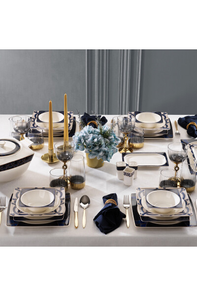 Glamor Blue Line Dinner Set - 60 Pieces - Blue - 9