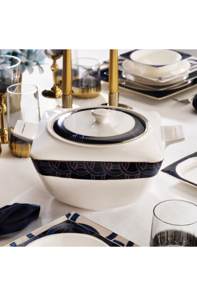 Glamor Blue Line Dinner Set - 60 Pieces - Blue - 14