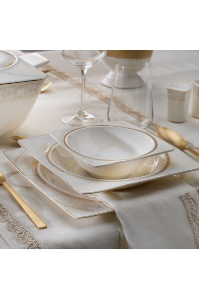 Glamor Elegant Dinner Set - 60 Pieces - White - 2