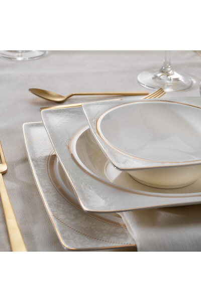 Glamor Elegant Dinner Set - 60 Pieces - White - 5