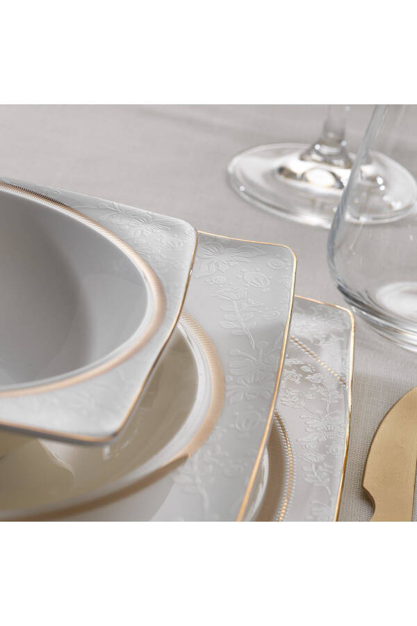 Glamor Elegant Dinner Set - 60 Pieces - White - 7