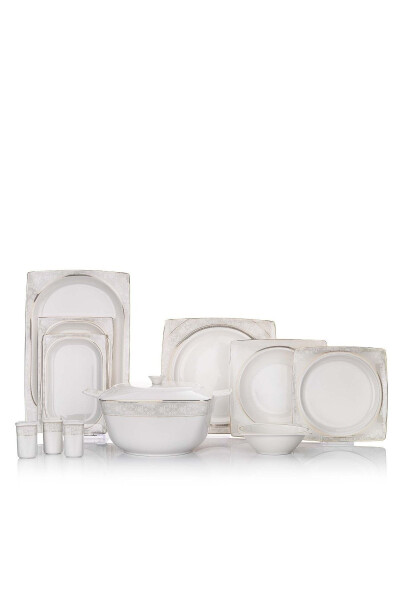 Glamor Elegant Dinner Set - 60 Pieces - White - 8