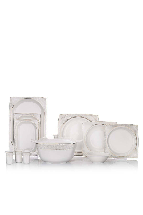 Glamor Elegant Dinner Set - 60 Pieces - White - 8