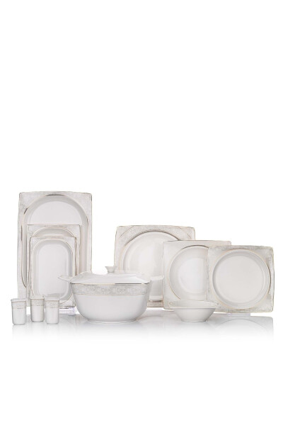 Glamor Elegant Dinner Set - 60 Pieces - White - 9