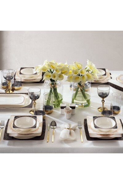 Glamor Golden Dinner Set - 60 Pieces - Gold/Black - 1