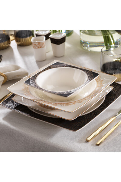 Glamor Golden Dinner Set - 60 Pieces - Gold/Black - 11